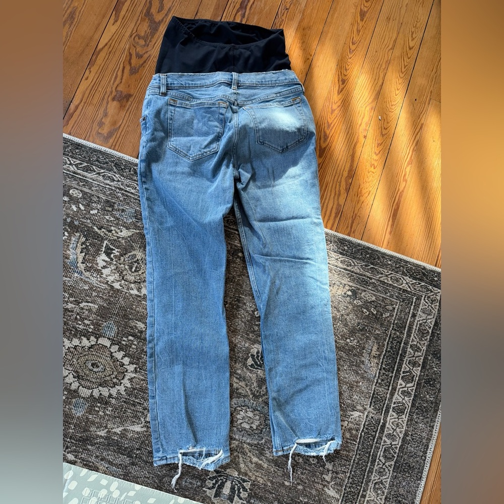 Abercrombie & Fitch Maternity Ankle Straight Jeans Size 26 Full Panel Distressed - Picture 2 of 3